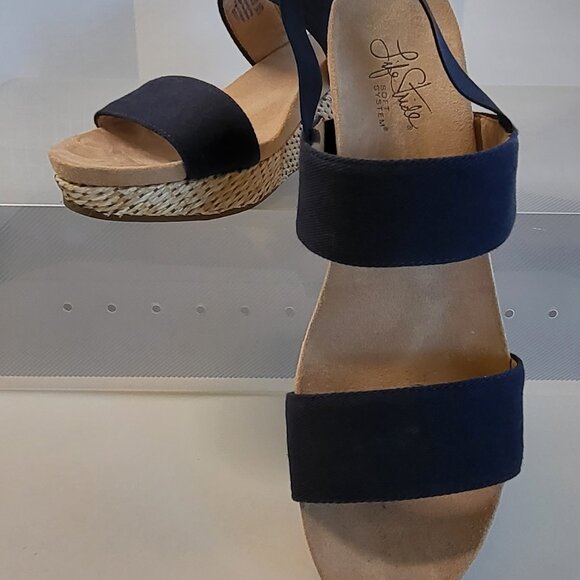 Life Stride Soft System navy blue wedge sandals EUC worn once size 9.5 - Picture 5 of 13